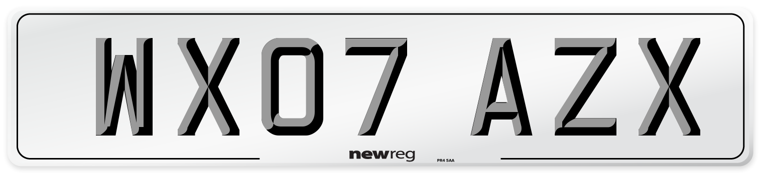 WX07 AZX Number Plate from New Reg